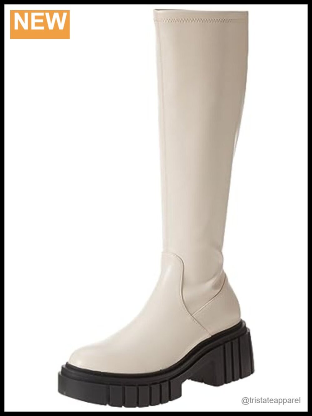 Faux Leather Pull-On Lug Sole Platform Mid-Calf Boots